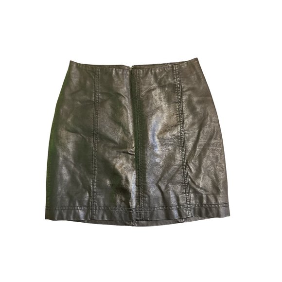 Free People Skirt Womens 0 Black Vegan Leather Mini Modern Femme zip Ladies* - Picture 3 of 7